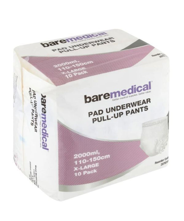 Bare Medical Underwear Pull Pant Extra Large 2000ml 100-150cm PK10