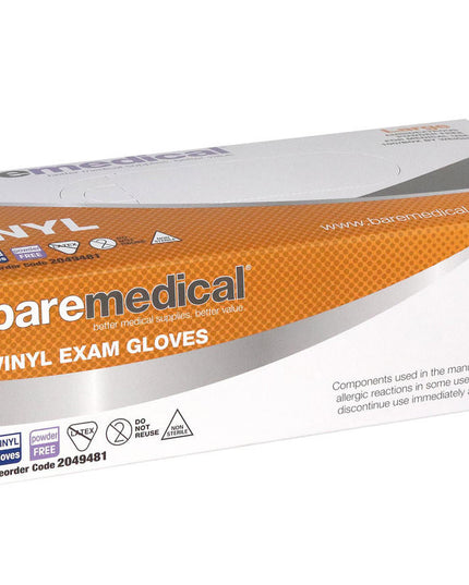 Baremedical Vinyl Exam Glove - Large Powder-Free - 100 Pack