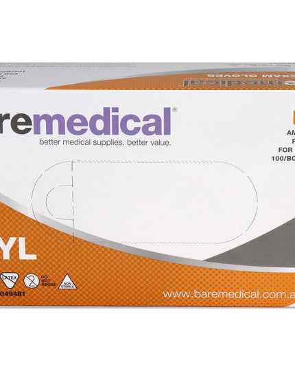 Baremedical Vinyl Exam Glove - Large Powder-Free - 100 Pack