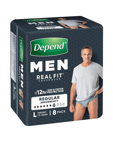 Depend Real Fit for Men Incontinence Underwear Medium 8 Pack