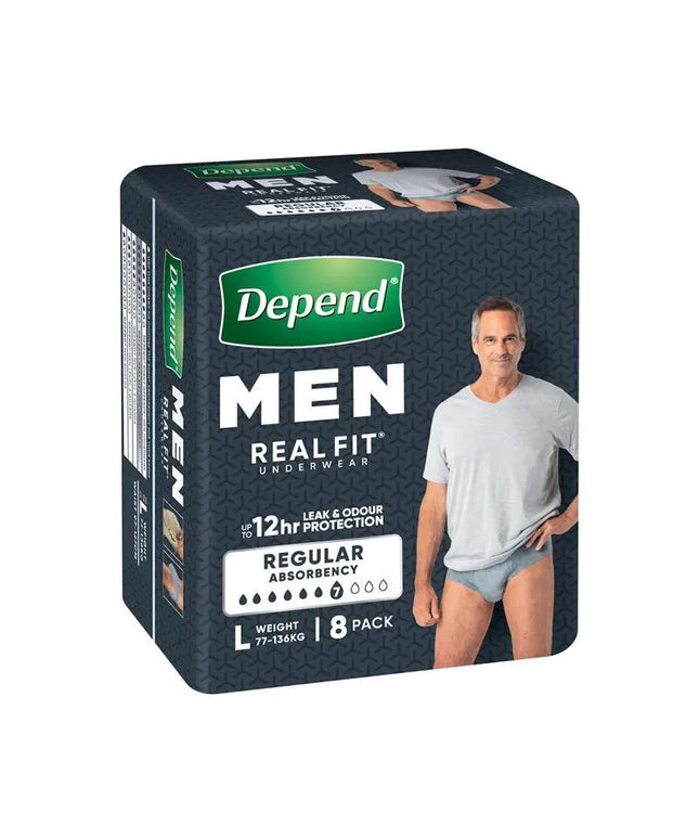 Depend Real Fit for Men Incontinence Underwear Medium 8 Pack