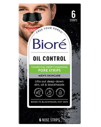 Biore Mens Charcoal Deep Cleansing Pore Strips 6 Pack