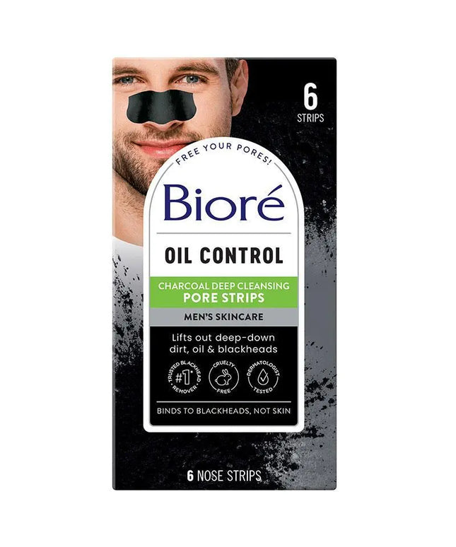 Biore Mens Charcoal Deep Cleansing Pore Strips 6 Pack