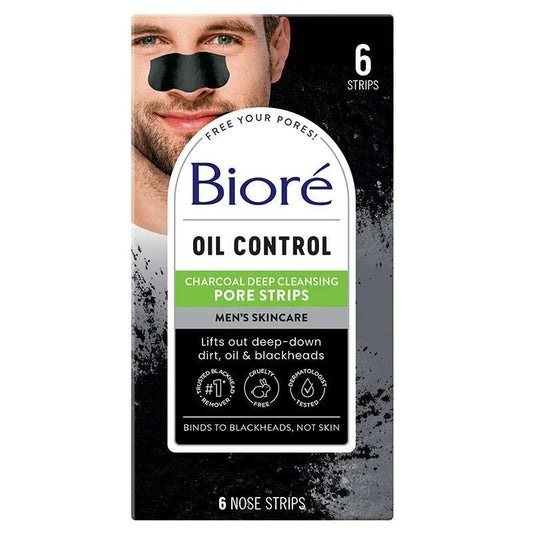 Biore Mens Charcoal Deep Cleansing Pore Strips 6 Pack