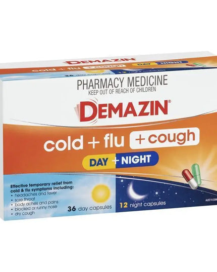 Demazin Cold + Flu + Cough Day + Night 48 Capsules