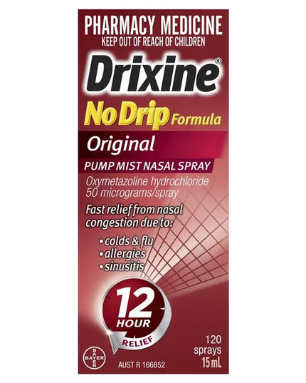 Drixine 12 Hour Relief No Drip Original Nasal Spray 15ml