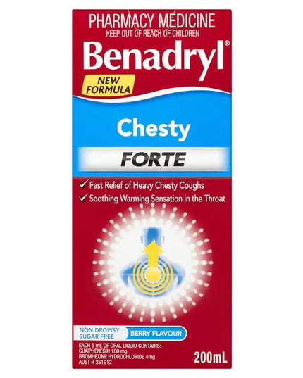 Benadryl Chesty Forte Cough Liquid Berry Flavour 200mL
