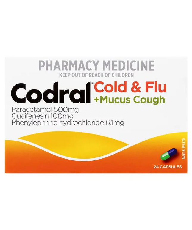 Codral Cold & Flu + Mucus Cough 24 Capsules
