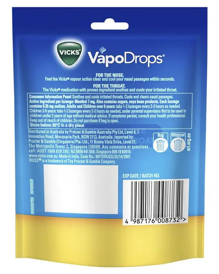 Vicks VapoDrops Butter Menthol Lozenges 24 Pack