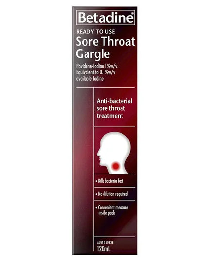 Betadine Sore Throat Gargle Ready To Use 120mL