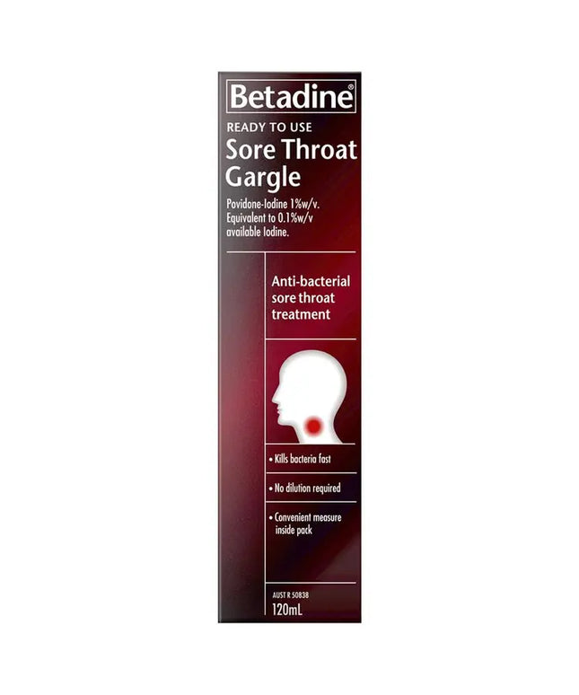Betadine Sore Throat Gargle Ready To Use 120mL