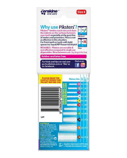 Piksters Interdental Brushes Size 4 Red 10 Pack