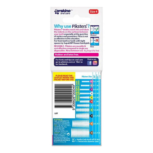 Piksters Interdental Brushes Size 4 Red 10 Pack