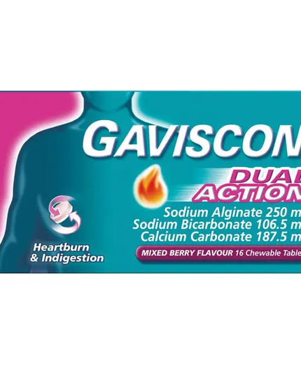 Gaviscon Dual Action Heartburn and Indigestion Relief Mixed Berry 16 Pack