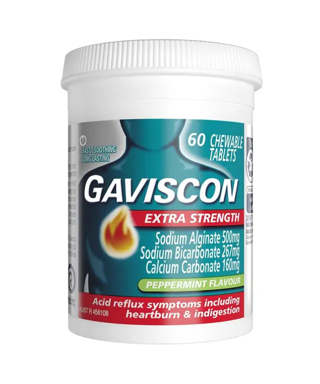 Gaviscon Extra Strength Peppermint 60 Chewable Tablets