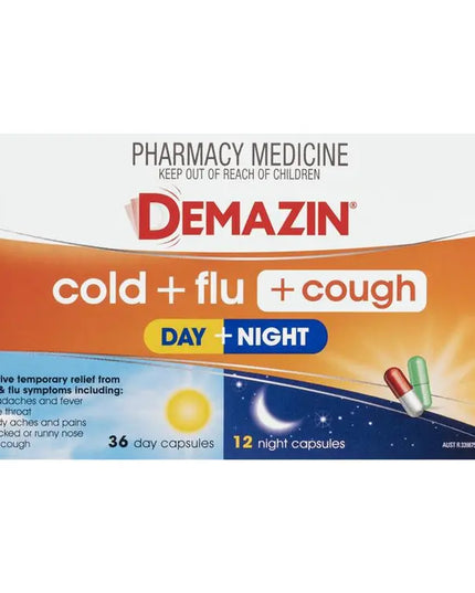 Demazin Cold + Flu + Cough Day + Night 48 Capsules