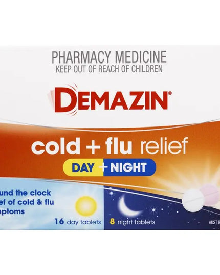 Demazin Cold & Flu Relief Day + Night 24 Tablets