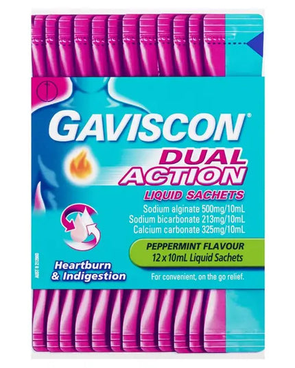Gaviscon Dual Action Liquid Sachets Peppermint 12 Pack