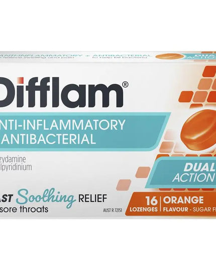 Difflam Sore Throat Sugar Free Orange 16 Lozenges