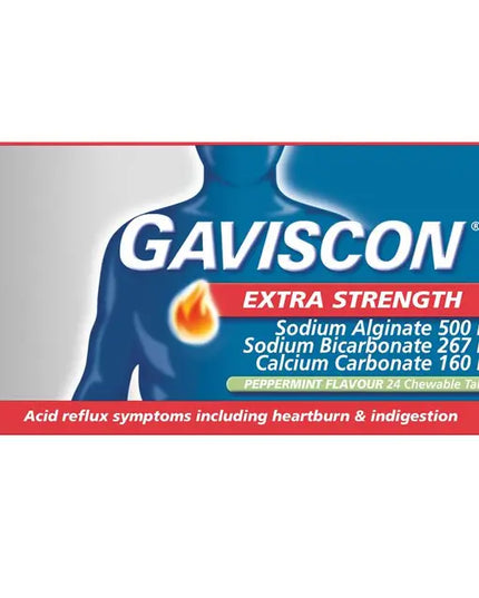 Gaviscon Extra Strength Peppermint Flavour 24 Tablets