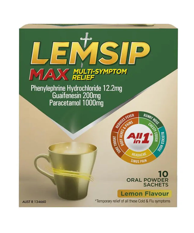 Lemsip Max Multi-Symptom Cold and Flu Relief All-In-1 Hot Drink Lemon 10 pack