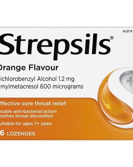 Strepsils Soothing Lozenges Orange 16pk Sore Throat Double Antibacterial