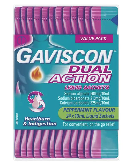 Gaviscon Dual Action Liquid Sachets Peppermint 24 Pack