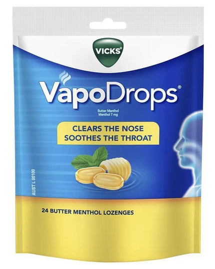 Vicks VapoDrops Butter Menthol Lozenges 24 Pack