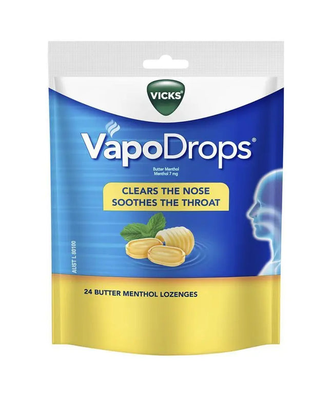 Vicks VapoDrops Butter Menthol Lozenges 24 Pack