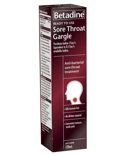 Betadine Sore Throat Gargle Ready To Use 120mL