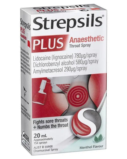Strepsils Plus Sore Throat Numbing Spray Pain Relief 20ml