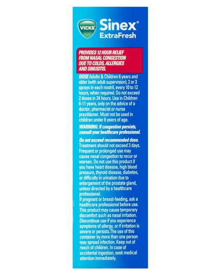 Vicks Sinex Extra Fresh Menthol Nasal Spray 15mL