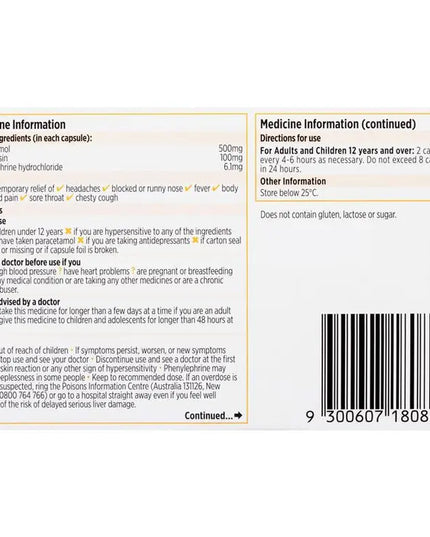 Codral Cold & Flu + Mucus Cough 24 Capsules