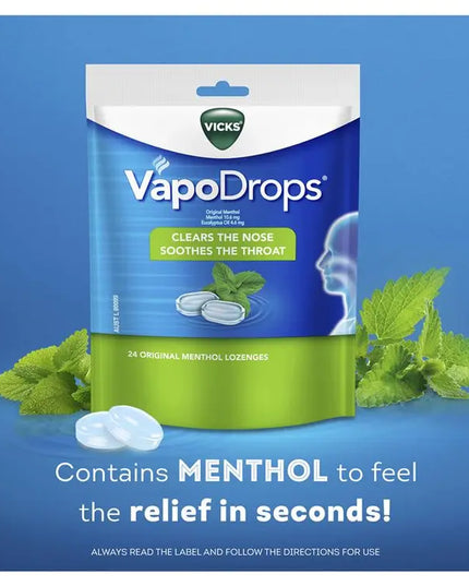 Vicks VapoDrops Original Menthol Lozenges 24 Pack