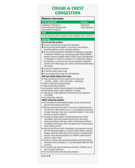 Robitussin Cough & Chest Congestion 250ml Exclusive Size