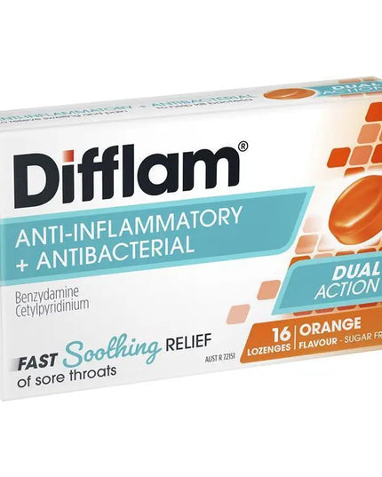 Difflam Sore Throat Sugar Free Orange 16 Lozenges