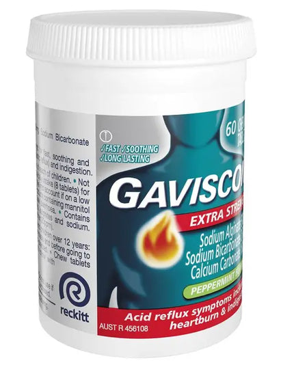 Gaviscon Extra Strength Peppermint 60 Chewable Tablets