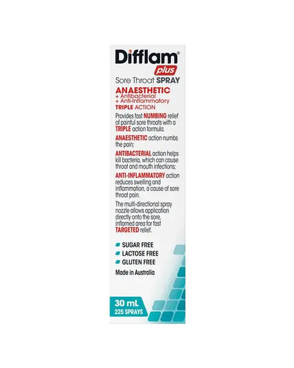 Difflam Plus Sore Throat Anaesthetic Spray Watermelon 30ml