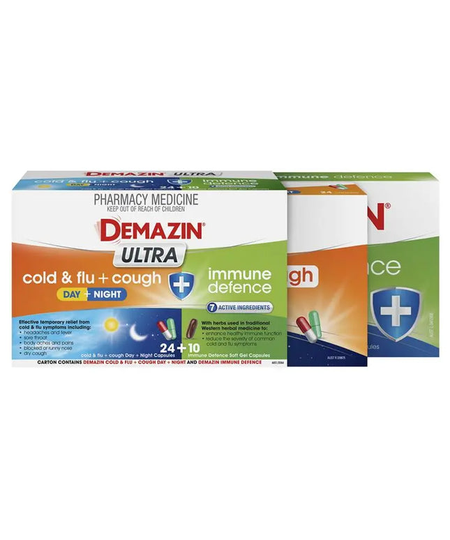 Demazin Ultra Cough Cold & Flu + Immune Defence 34 Capsules