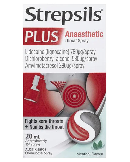 Strepsils Plus Sore Throat Numbing Spray Pain Relief 20ml