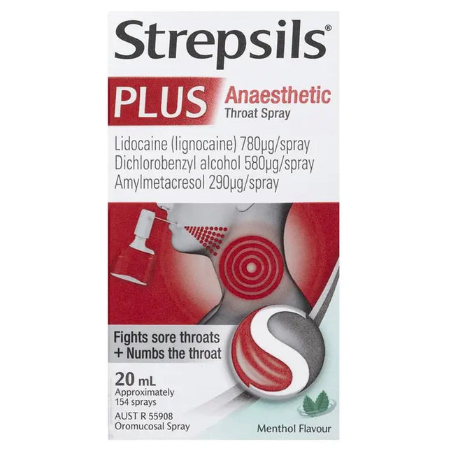 Strepsils Plus Sore Throat Numbing Spray Pain Relief 20ml