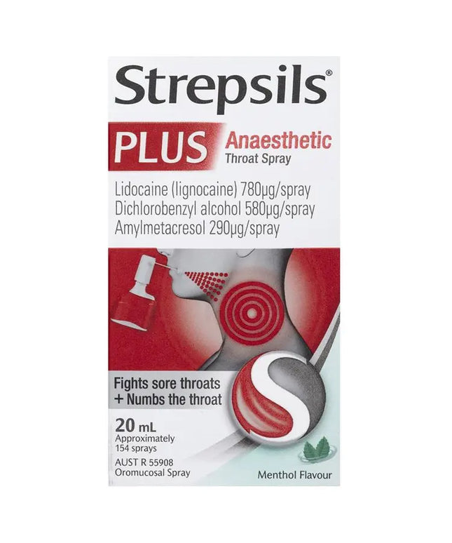 Strepsils Plus Sore Throat Numbing Spray Pain Relief 20ml
