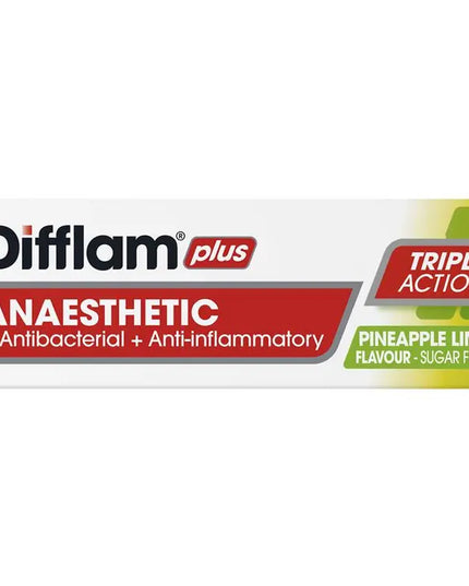 Difflam Plus Anaesthetic Sugar Free Pineapple & Lime 16 Lozenges