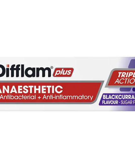 Difflam Plus Anaesthetic Sugar Free Blackcurrant 16 Lozenges