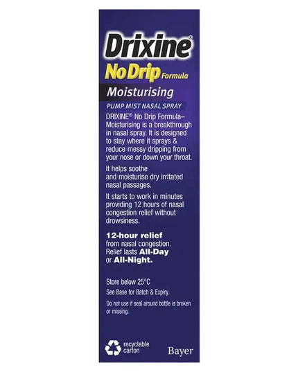 Drixine 12 Hour Relief No Drip Moisturising Nasal Spray 15mL