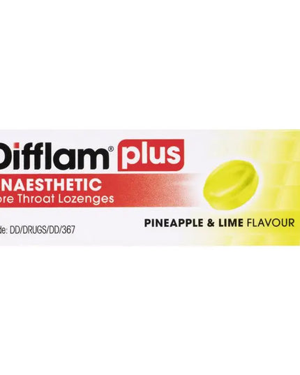Difflam Plus Anaesthetic Sugar Free Pineapple & Lime 16 Lozenges