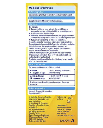 Bisolvon Dry Oral Liquid 200mL - Cough Liquid