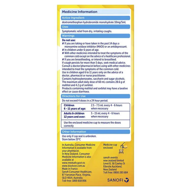 Bisolvon Dry Oral Liquid 200mL - Cough Liquid