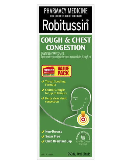 Robitussin Cough & Chest Congestion 250ml Exclusive Size