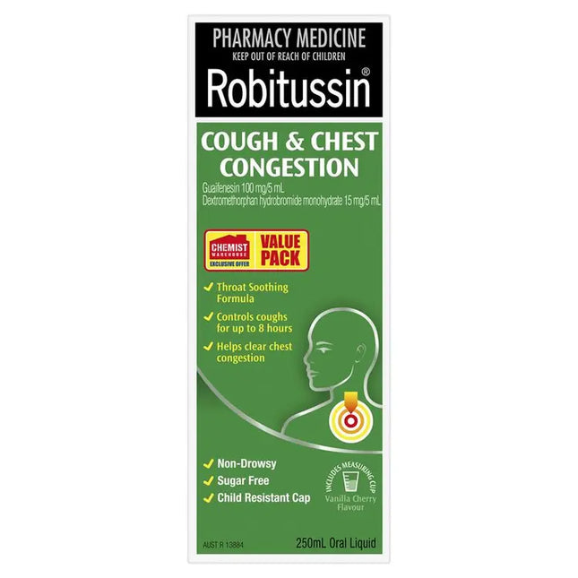 Robitussin Cough & Chest Congestion 250ml Exclusive Size